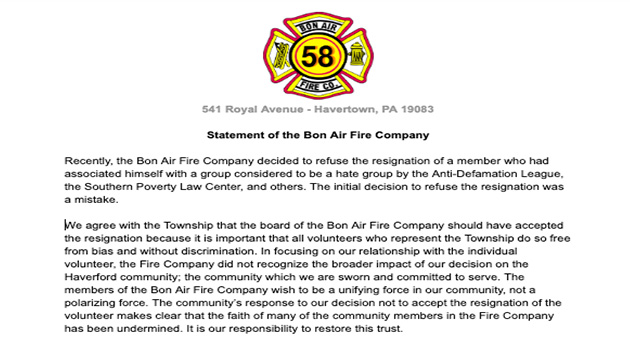 Haverford Fire Bureau Reinstates Bon Air