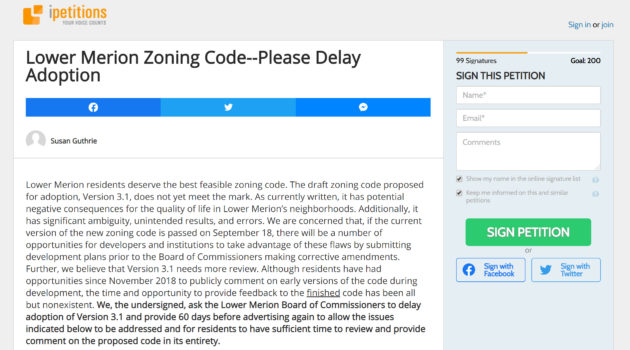 Petition Oppoing New Lower Merion Zoning Code