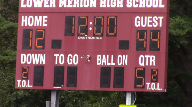 Lower Merion Football Scoreboard Having a Bad Day