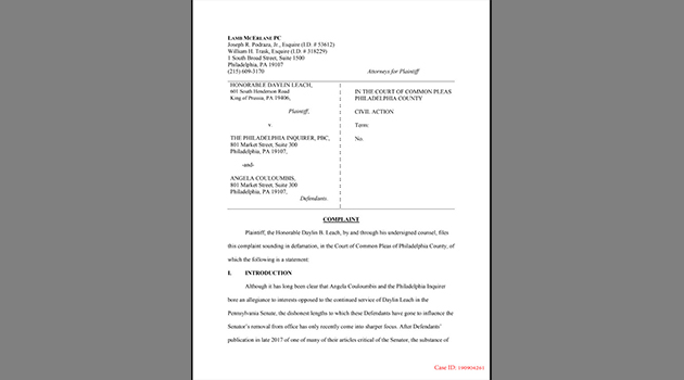 Daylin Leach Lawsuit Against Philadelphia Inquirer