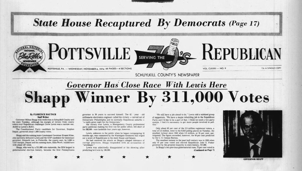 Milton Shapp Wins 1974