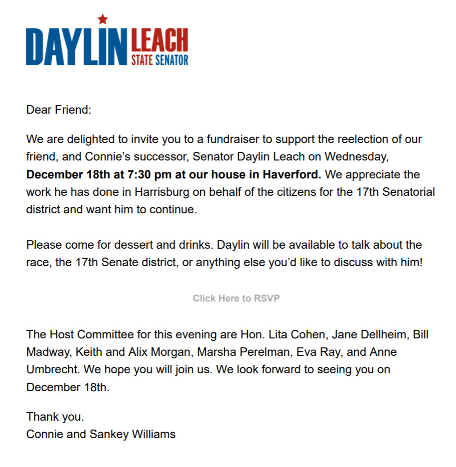 Connie Williams Daylin Leach Fundraiser