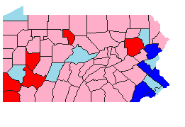 Red Blue County Government Map Pennsylvania