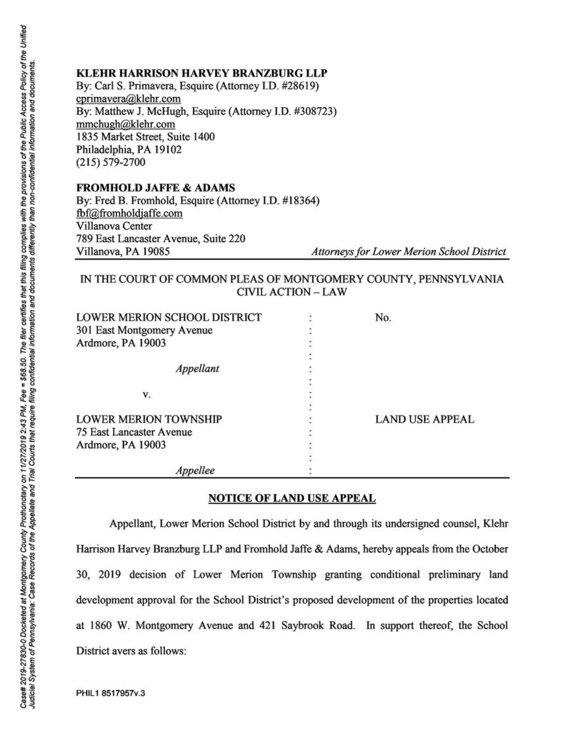 LMSD Complaint vs Lower Merion Township