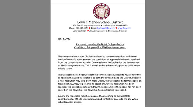 LMSD Statement Re Suit Vs Lower Merion Township