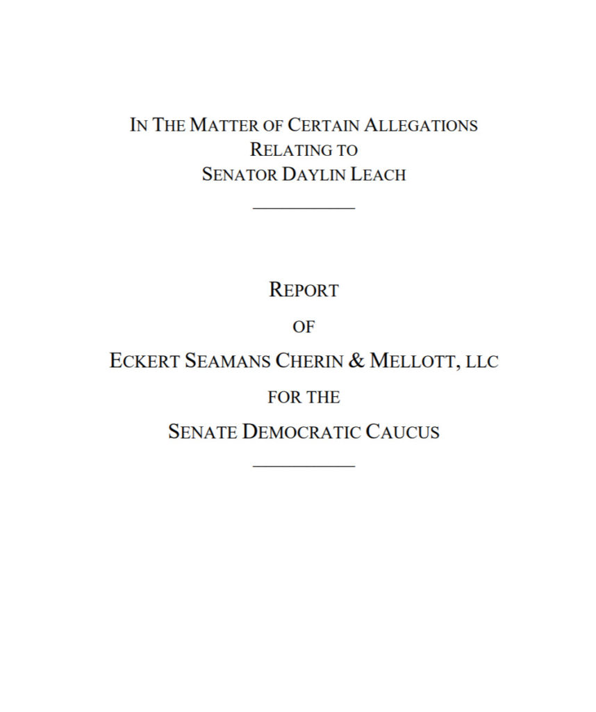 Daylin Leach Senate Report