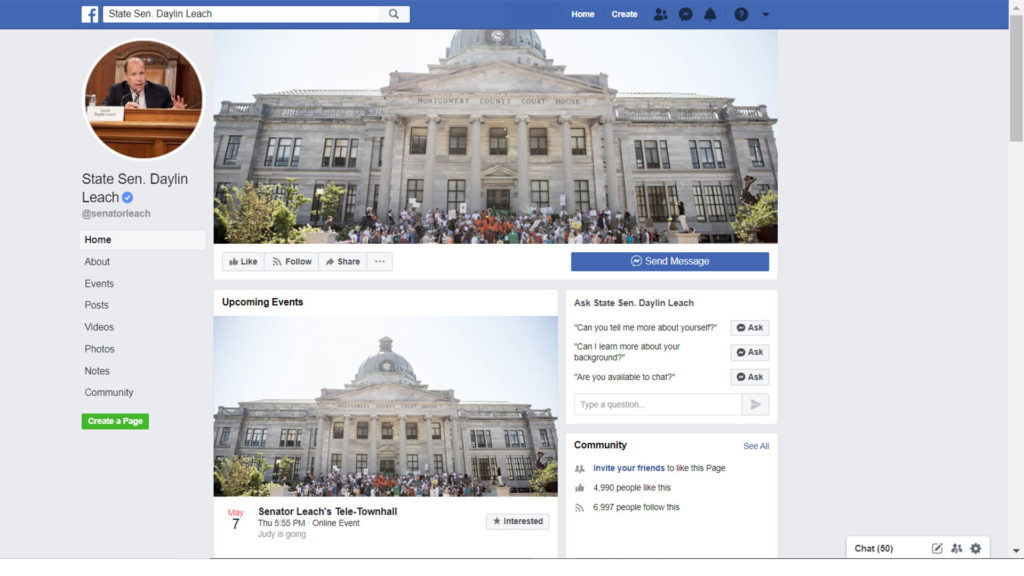 Daylin Leach Facebook Senate Page