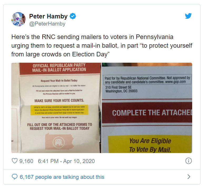Republicans Support Mail In Voting