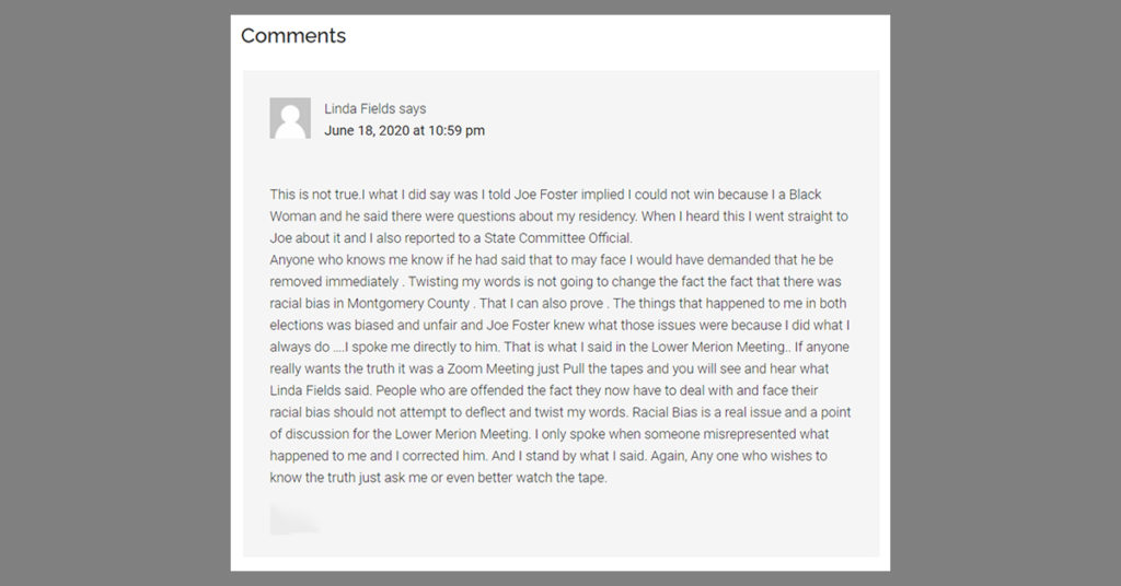 Linda Fields Comment