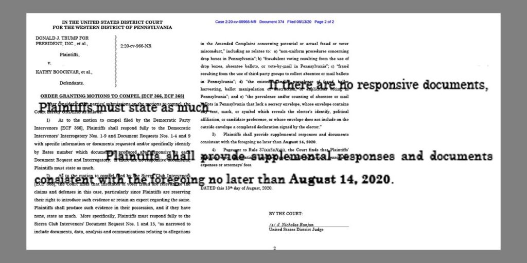 PA Mail Vote Judge Orders Trump