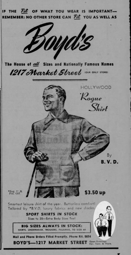 Boyds Big and Tall 1944 Ad