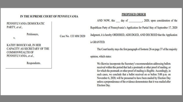 PA GOP Filing for Stay with PA Supreme Court