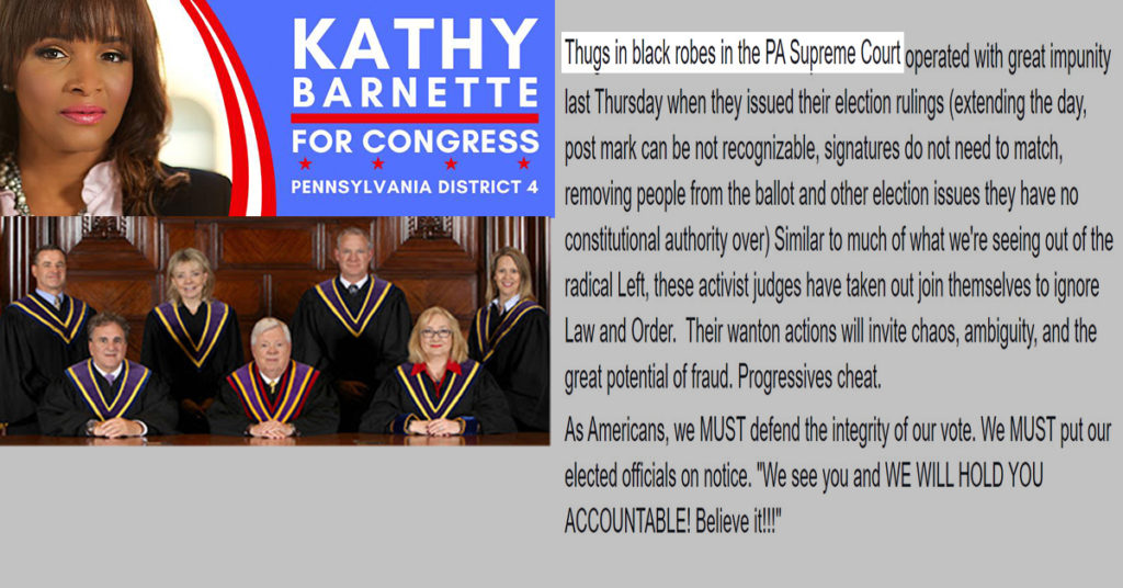 Kathy Barnette PA Supreme Court Thugs in Black Robes