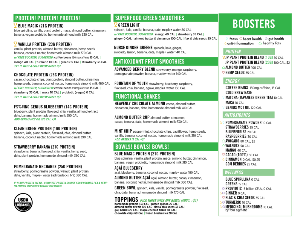 Juice Press Menu