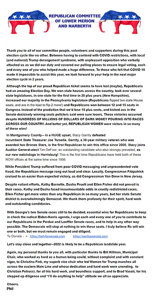 Lower Merion Republican Letter