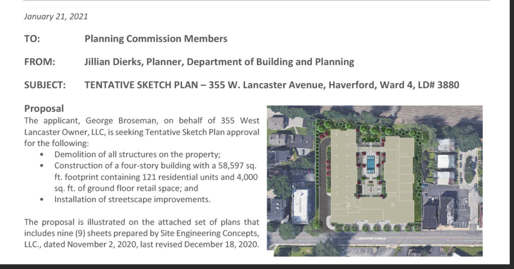 Plan for 355 W Lancaster Ave Haverford