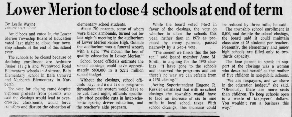 Narberth School Closed 1978