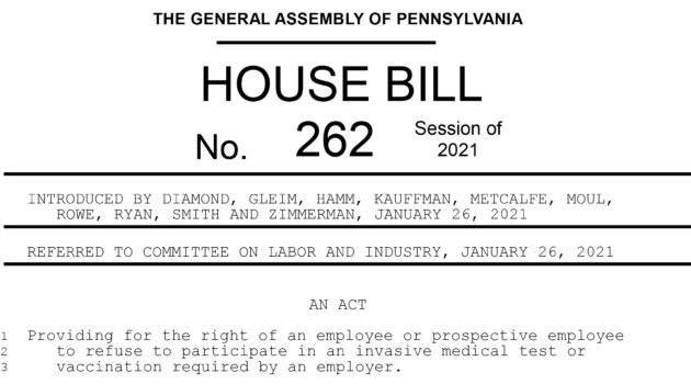 PA Bill To Prevent Vaccine Requirements