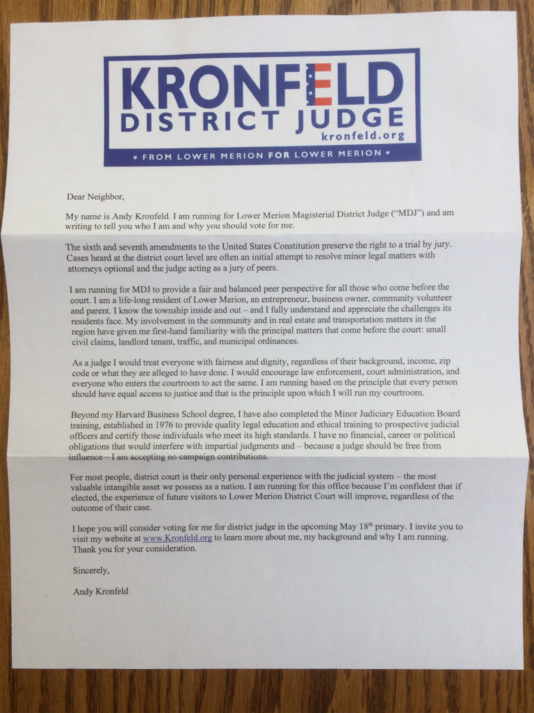 Andy Kronfeld First Letter