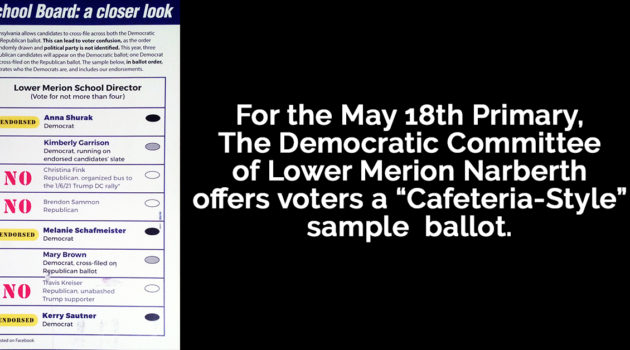 Lower Merion Democratic Cafeteria Style Sample Ballot