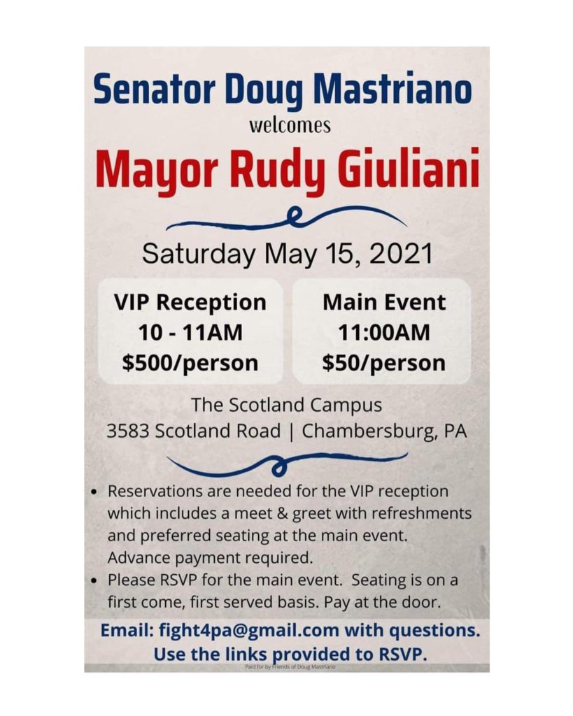Rudy to Appear on Behalf of Mastriano