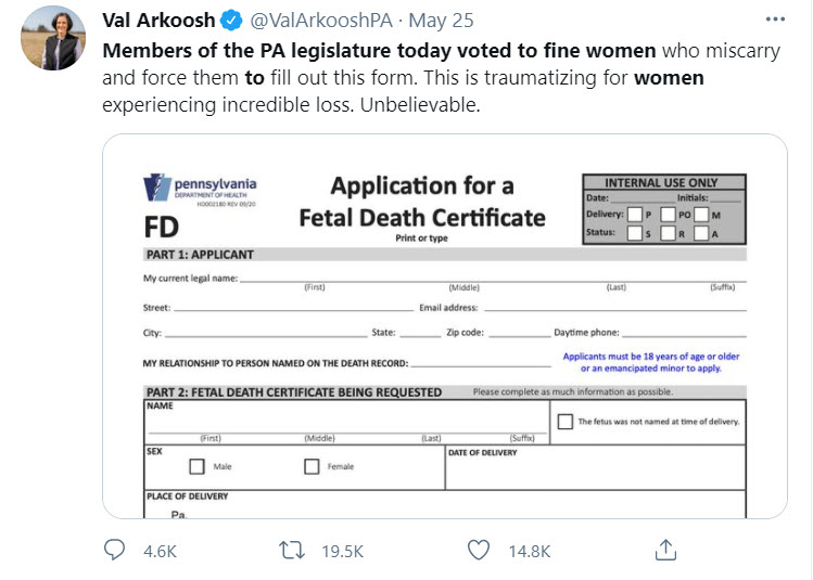 Arkoosh Tweet Miscarriage