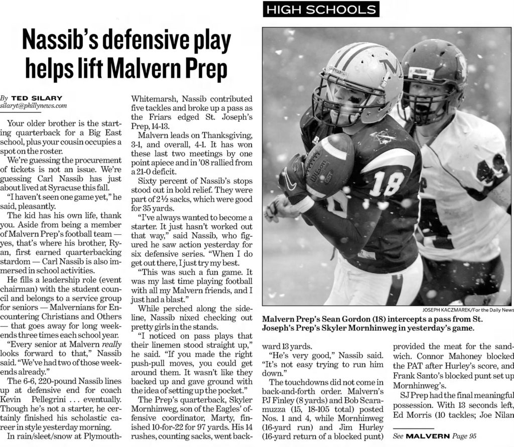 Carl Nassib Sr At Malvern
