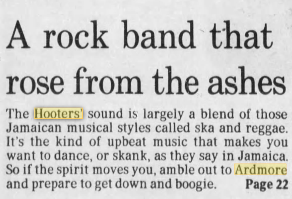 Hooters ock Band Rose from the Ashes