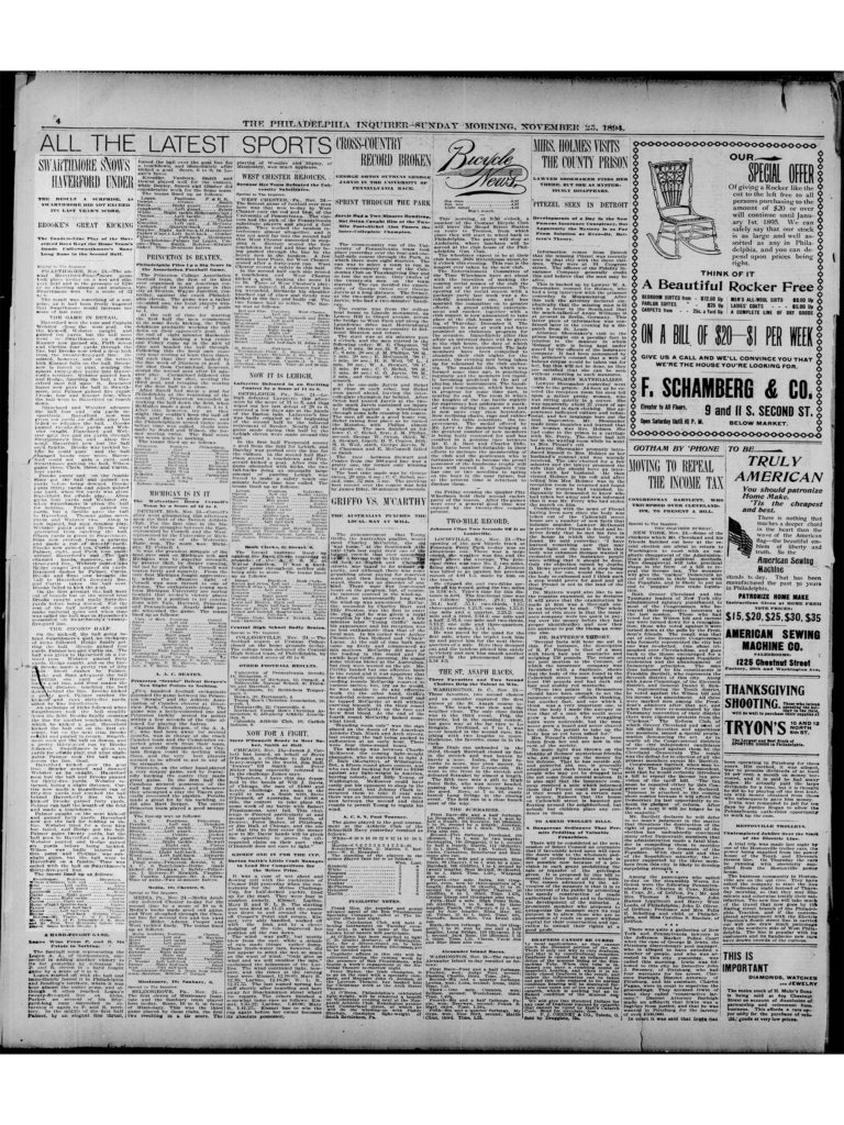 Swarthmore Beats Haverford 1894 Inquirer