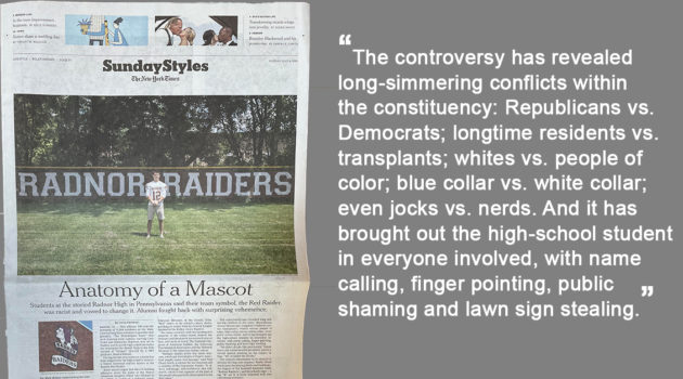 NY Times Radnor Raider Controversy