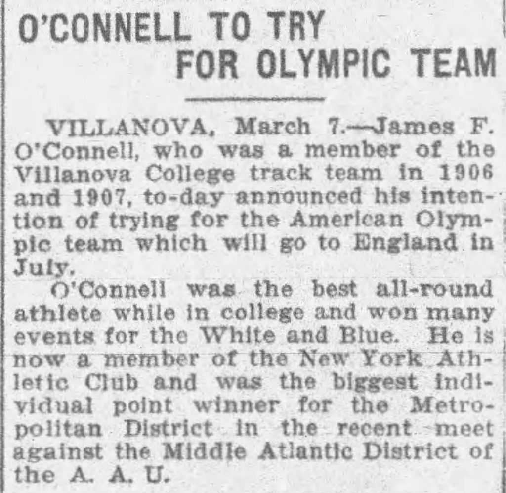 James O'Connell Villanova Olympics