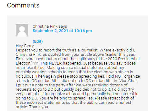 Fink Response to my article