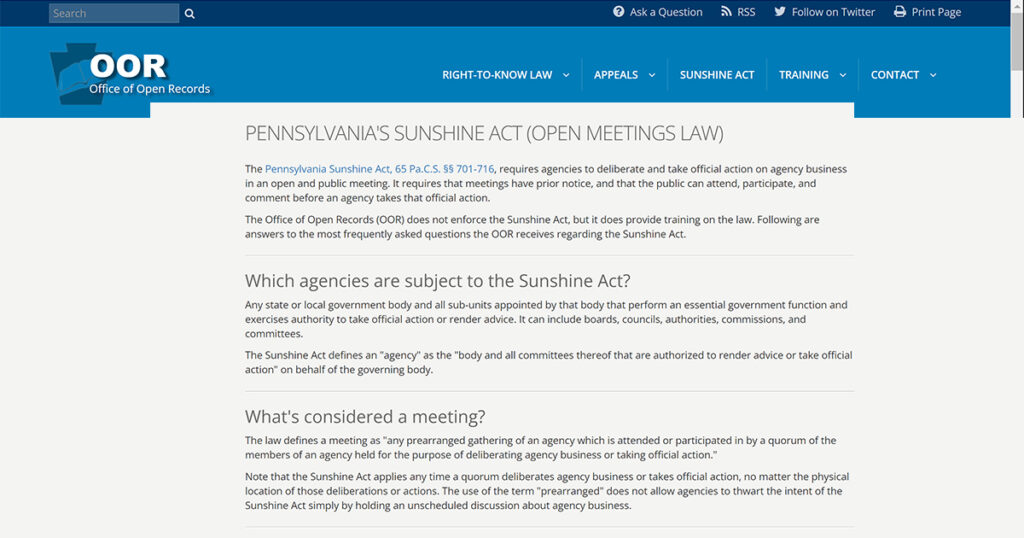 Pennsylvania Sunshine Act
