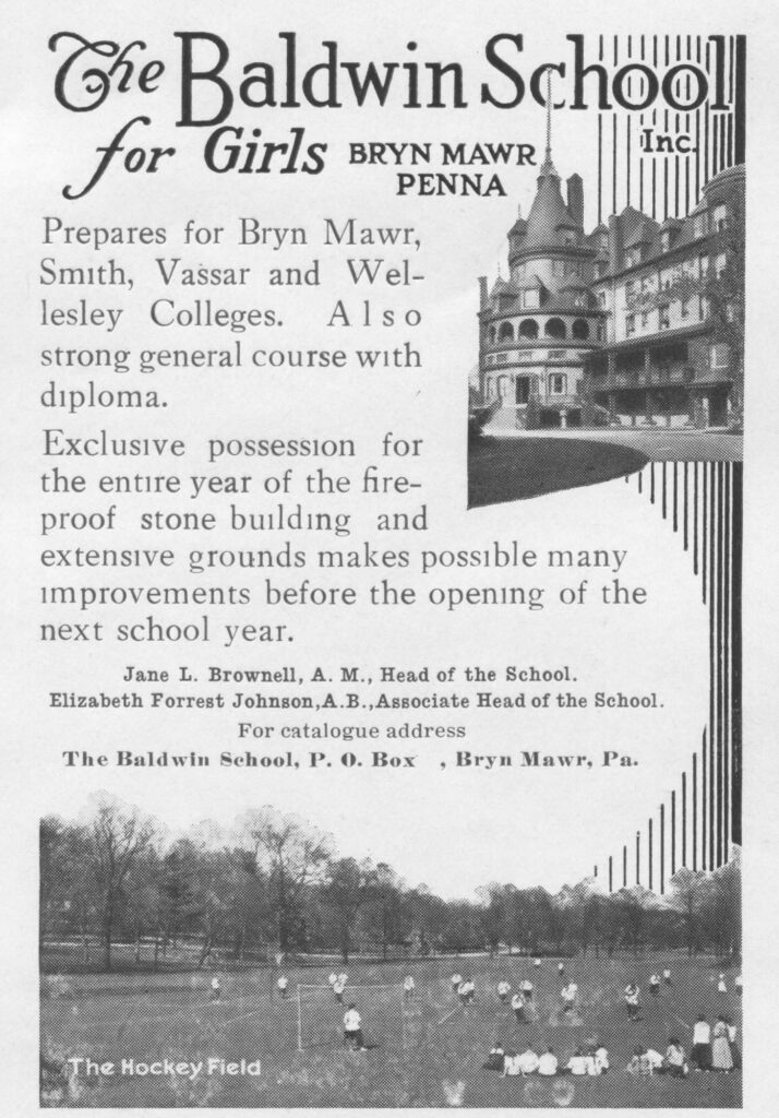 1913 Advertisement for Baldwin School