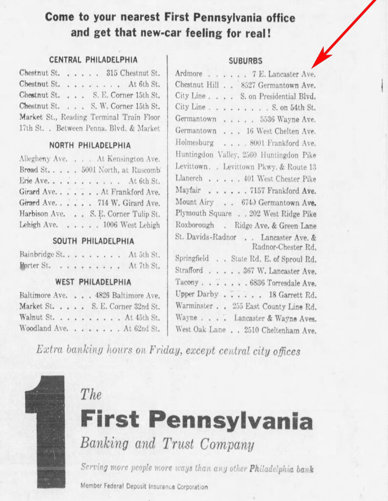 1962 Advertisement for First Pennsylvania