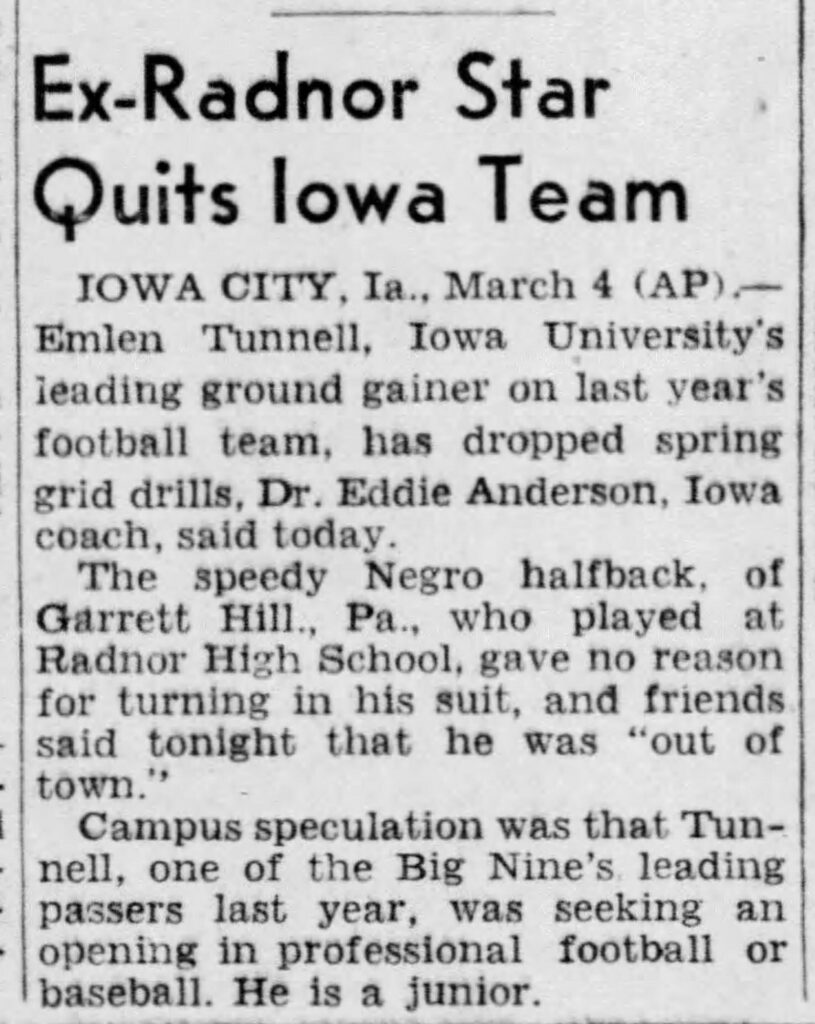 Tunnell Quits Iowa