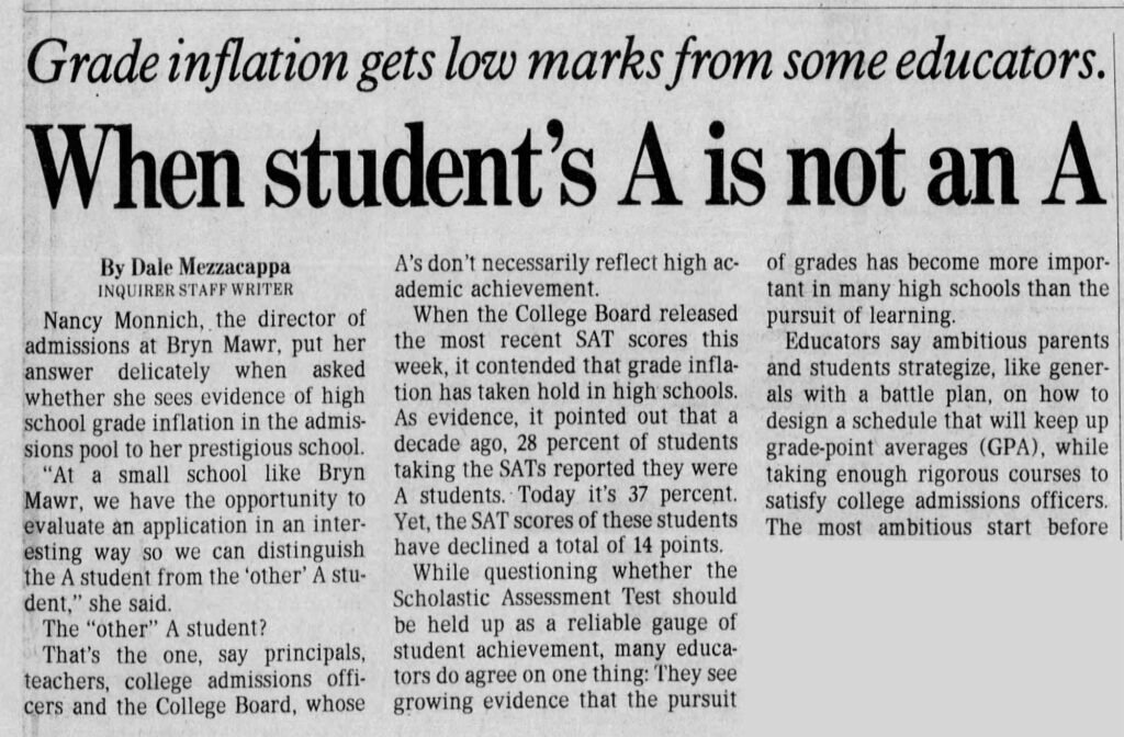Bryn Mawr Grade Inflation