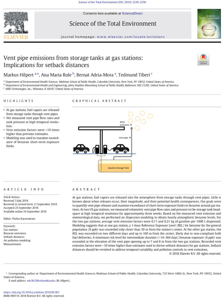VEnt Pipe Emissions Health Risk