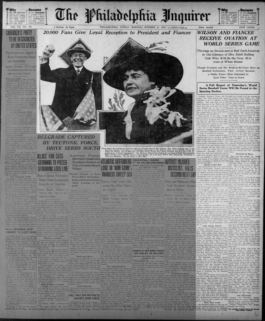 1915 World Series Wilson Throws First Ball