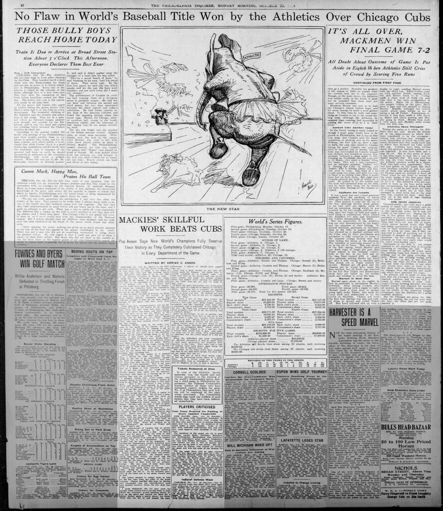 1910 World Series Philadelphia A's Defeat Chicago Cubs