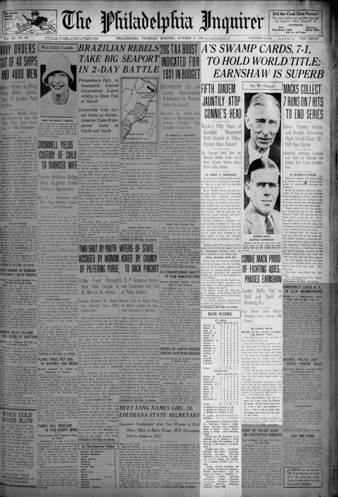 1930 World Series Philadelphia Philadelphia A's Defeat St.Louis Cardinals