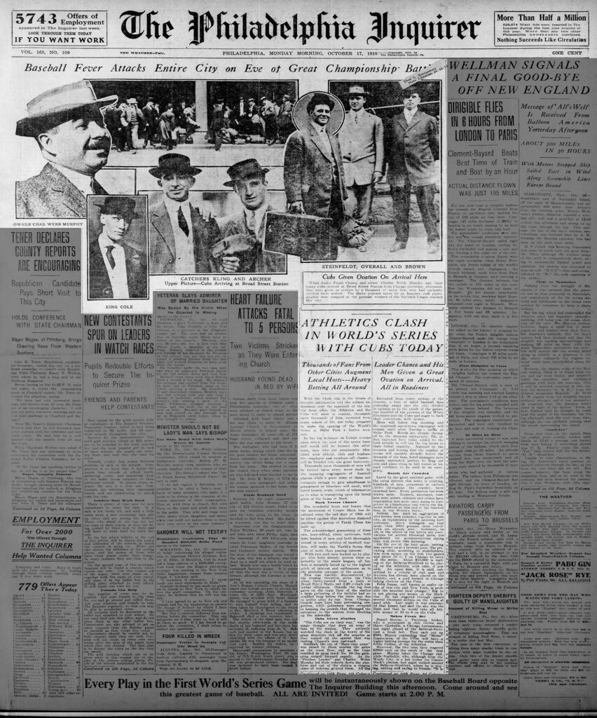 1910 World Series Philadelphia A's vs. Chicago Cubs