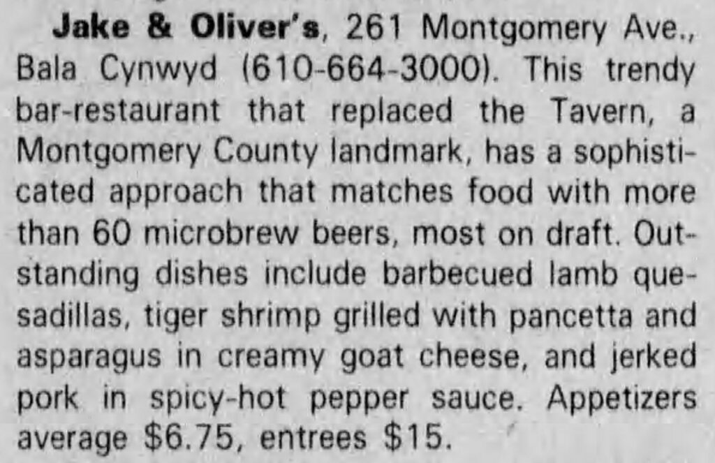 Bala Cynwyd Jake and Olivers