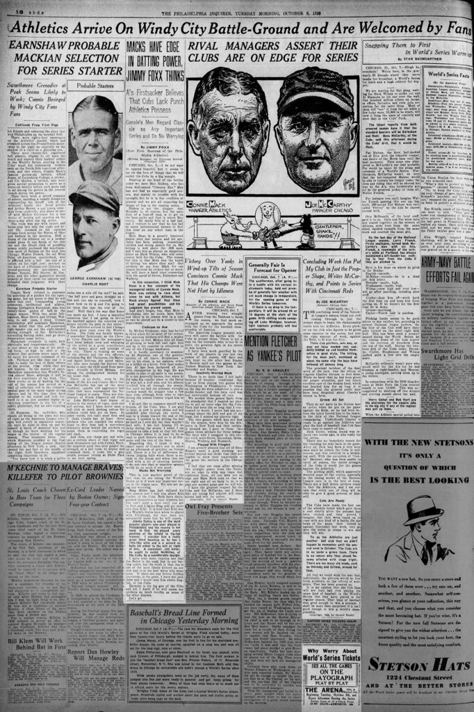 1929 World Series Philadelphia Philadelphia A's vs. Chicago Cubs