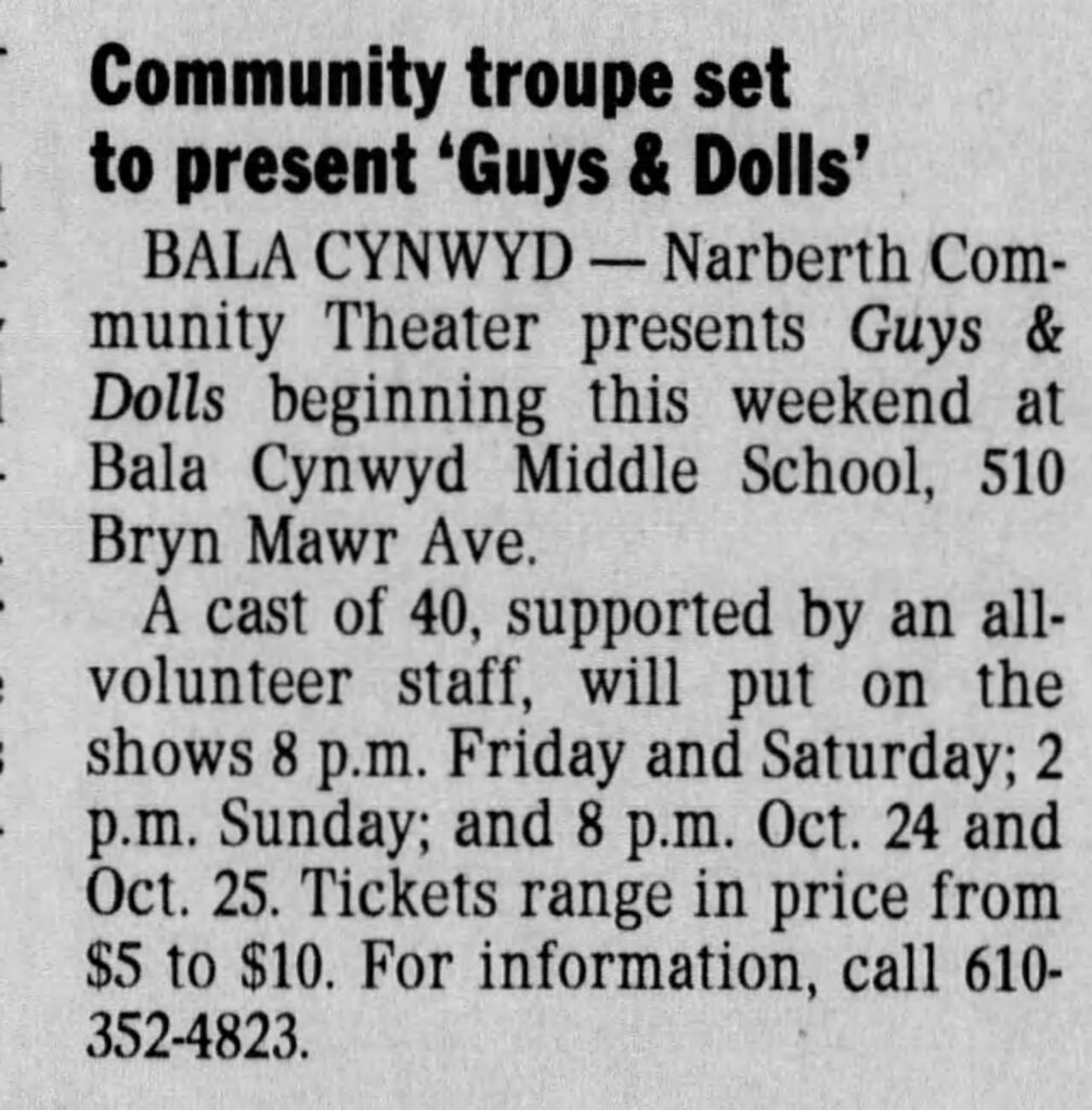 Narberth Guys and Dolls