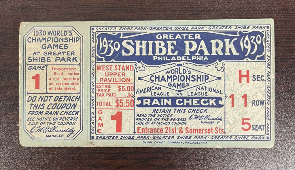 Ticket Stub 1930 World Series