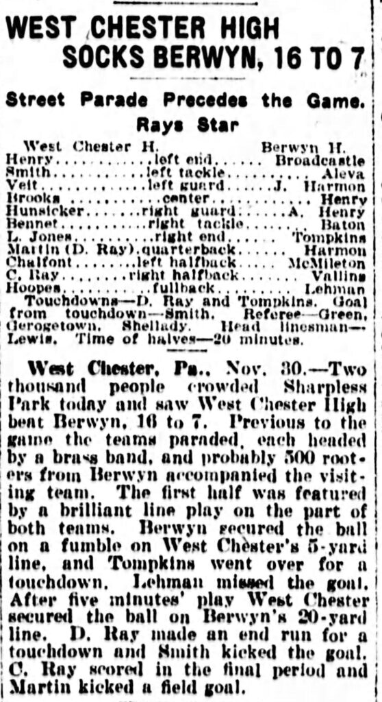 Berwyn Loses to West Chester