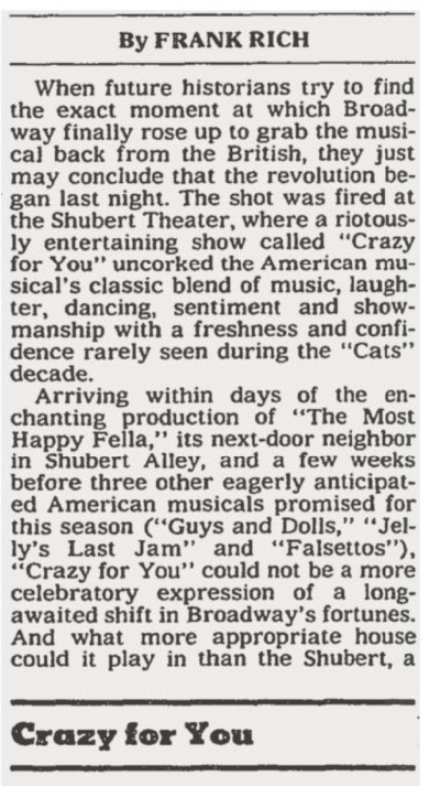 Frank Rich Crazy for You