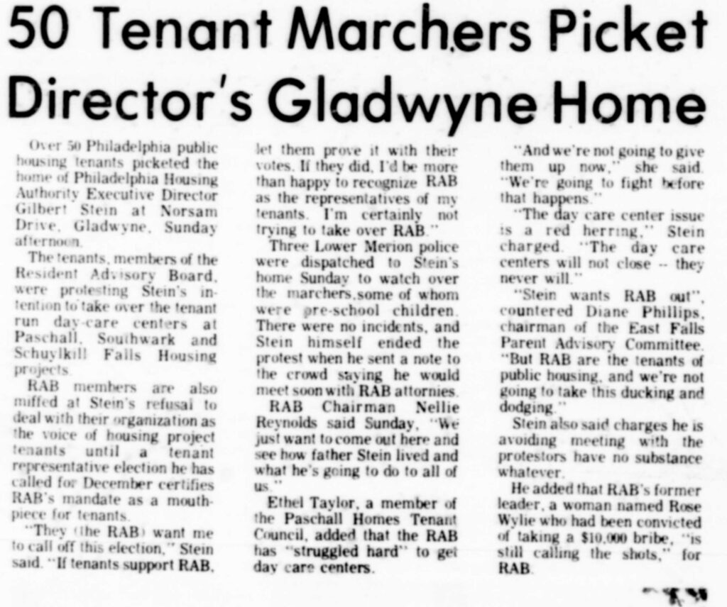 Gladwyne Tenant Marchers
