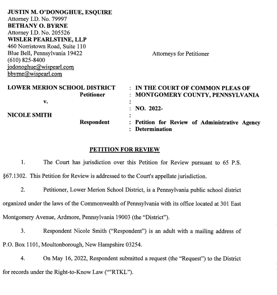 LMSD Petition to Deny No Left Turn